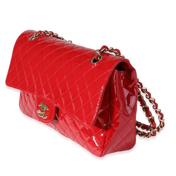 Chanel Red Quilted Patent Leather Valentine's Day Medium Single Flap Bag - Picture 2 of 8